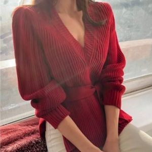 Brand new no tags. Neploe V Neck Side Cross sweater Color is burgundy! Size S